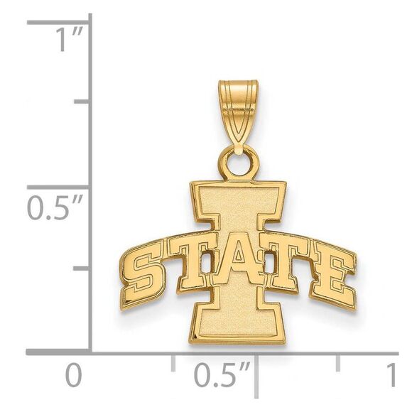 14k Yellow Gold Iowa State Small 'I STATE' Pendant - Picture 2 of 3